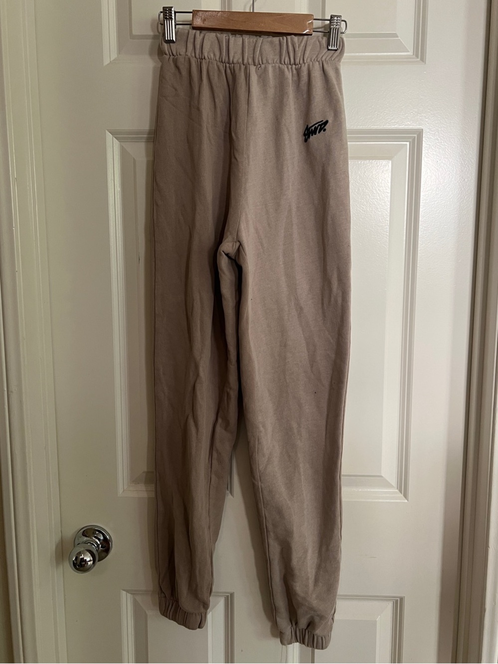 Pull&Bear Beige Elastic Waist Jogger Pants with Logo